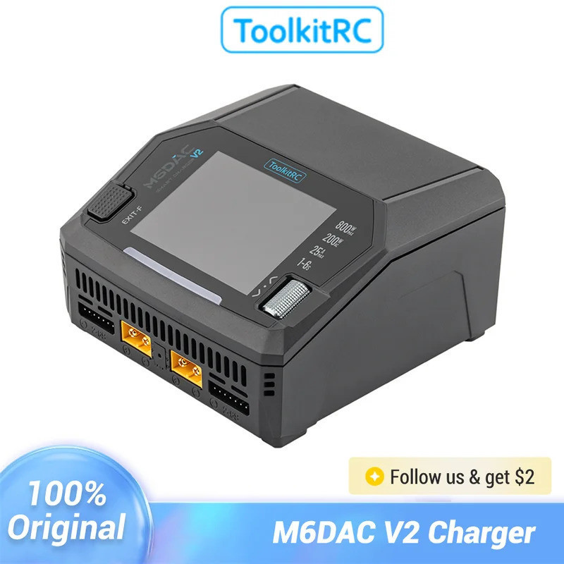 ToolkitRC M6DAC V2 Dual Channel Smart Lipo Battery Charger Discharger LiPo LiHV LiFe AC 200W DC 400W