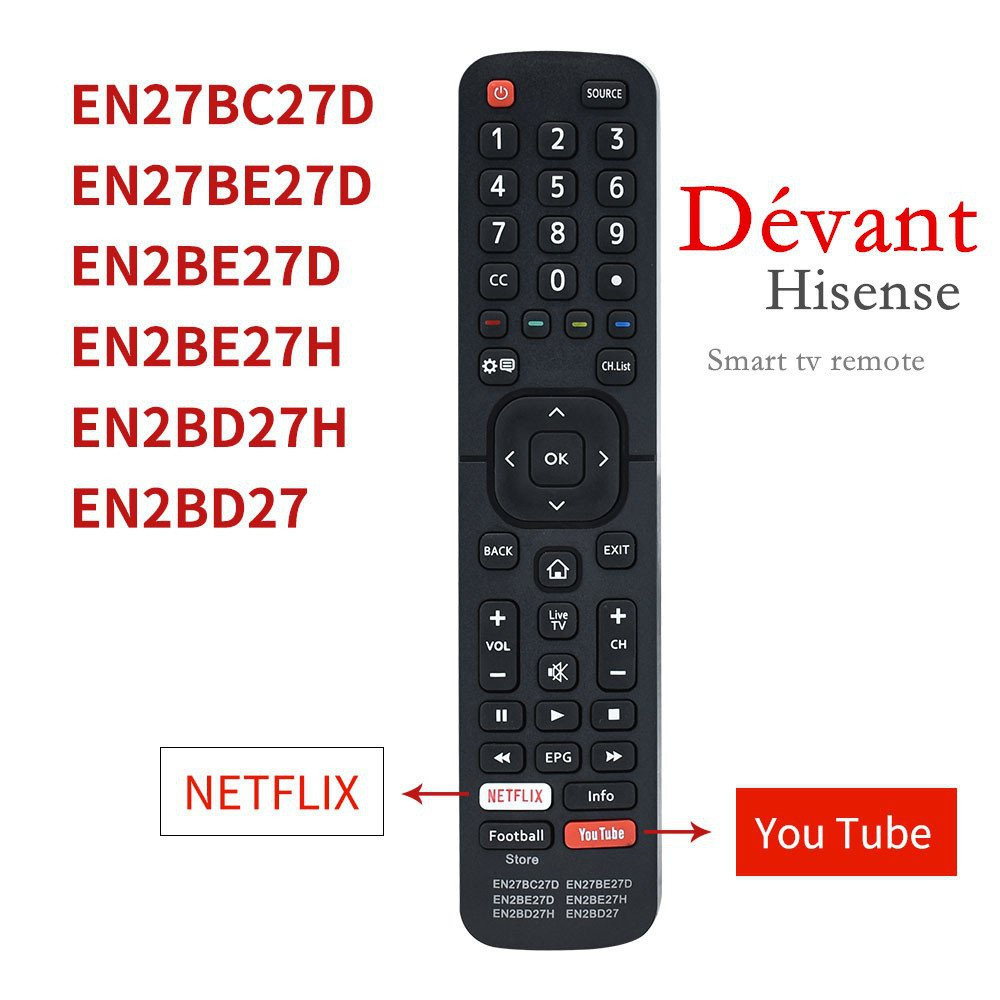 สําหรับ EN2BC27D รีโมทคอนโทรลใหม่ EN2BC27D Devant LCD LED TV พร้อม NETFLIX YouTube Hisense 6 In 1