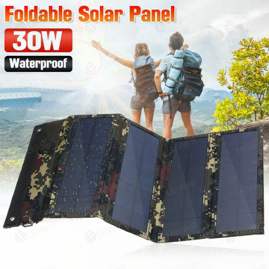 แผงโซล่าเซลล์แบบพับได้ Solar Panel 19W 20W 60W 100W แผงชาร์จพลังงานแสงอาทิตย์ ใช้ตั้งแคมป์กลางแจ้งได