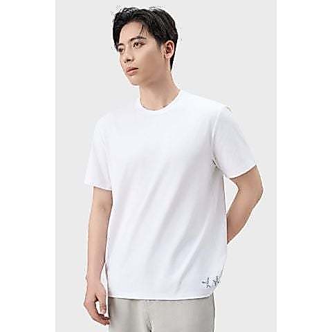 GENVIET JEANS เสื้อยืดแขนสั้นผู้ชายคอกลม เสื้อยืดผู้ชายลาย "freedom" ผ้าคอตตอนยืด 9240