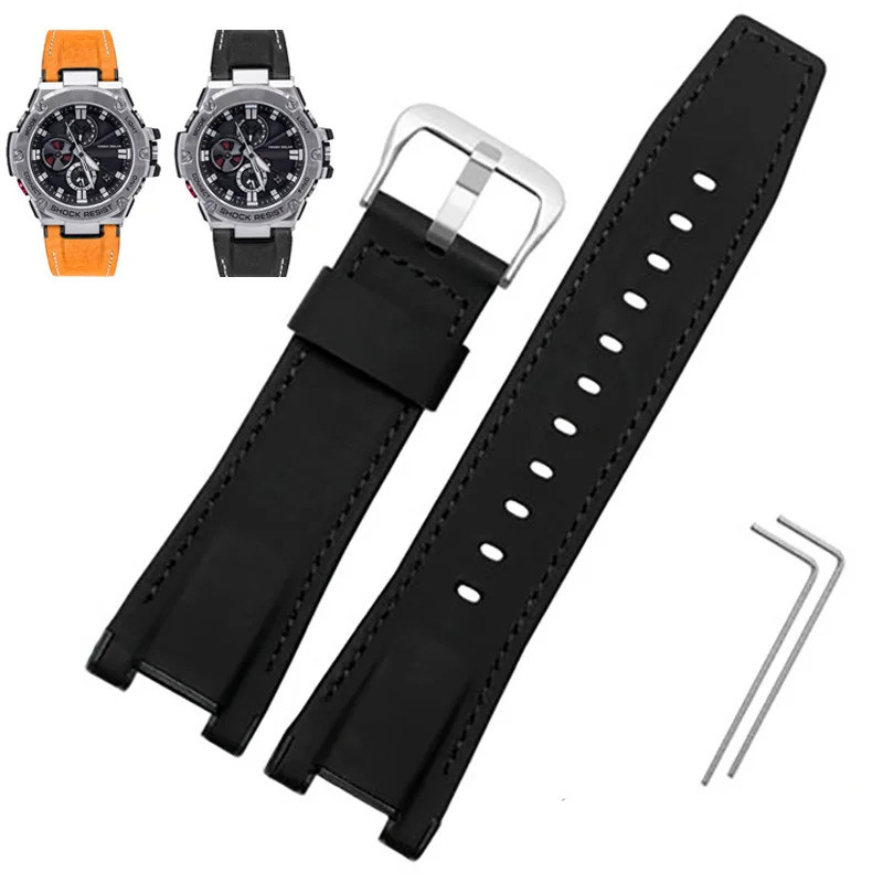 ผ้าใบหนังสําหรับ Casio GST-B100 S130 W300GL 400G W330 GST-W120L s120 W130L S100 Series ผู้ชายดัดแปลง