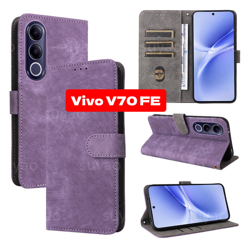 THAA เหมาะสําหรับ vivo V70 FE V70 FE 20 26 เคสโทรศัพท์ซิปหนังหรูหรา Lanyard กรณี vivo V70 FE vivo V7