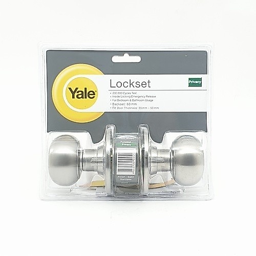 GlobalHouse YALE ลูกบิดห้องน้ำ หัวลูกจันสเตนเลส 304 จานใหญ่ รุ่น KN-VCN5222US32D สีสเตนเลส