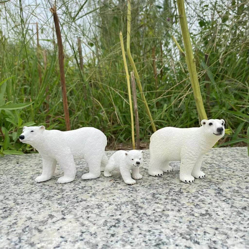 Sile Solid Plastic Animal Model Polar Bear Polar Bear Cub Family Polar Animal Decorative Toy D7E4