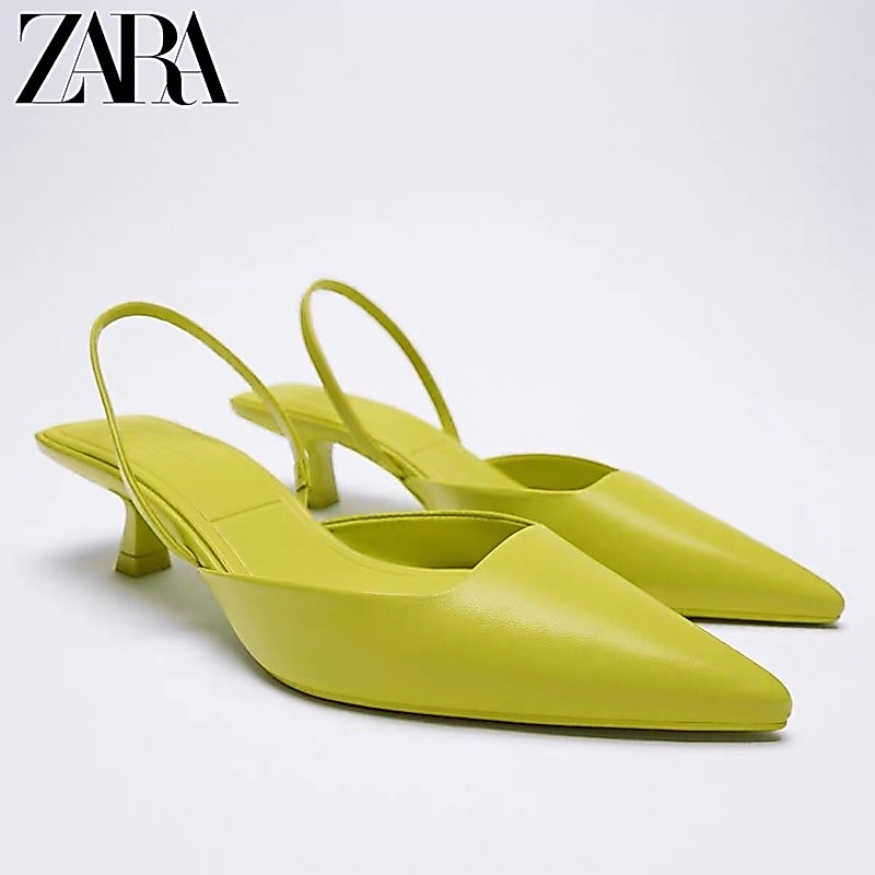 [ZARA] ZARA HIGH HEEL OPEN HEEL AIRFIT SOLES สีเขียว