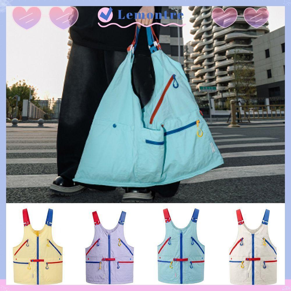 LEMONTRE Convertible Vest Bag, Nylon Waterproof Wearable Vest Bag,คุณภาพสูง Convertible Design Multi