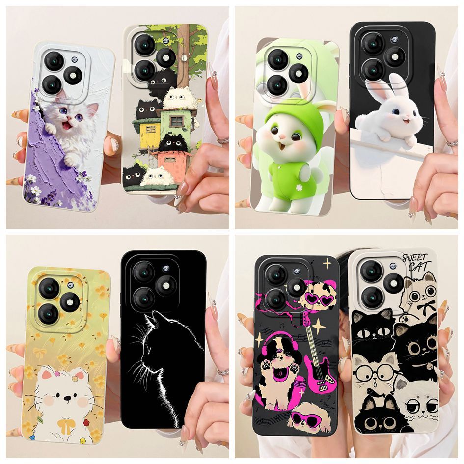 เคสสําหรับ Itel A70 A665L / A80 A671L A671LC เคสโทรศัพท์ใหม่สร้างสรรค์กระต่ายแมวการ์ตูนทาสี TPU ซิลิ