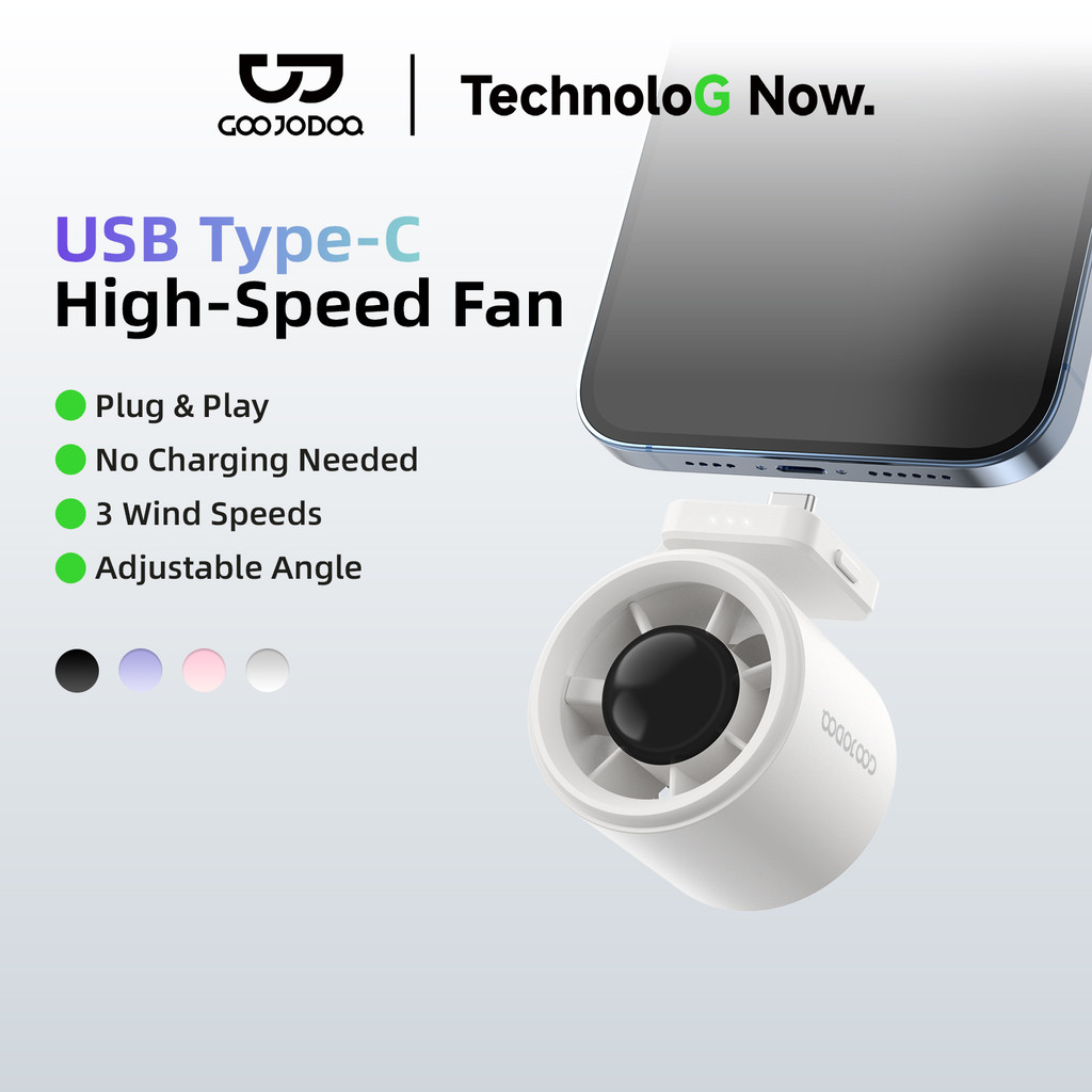 GOOJODOQ Type C Mini Fan Plug Play 3 สปีดลมแรง 180° พัดลม ยูเอสบี หมุนได้สําหรับโทรศัพท์แล็ปท็อปธนาคารพลังงาน