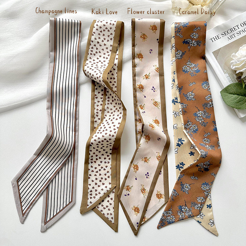 ผ้าพันคอด้ายไหมขนาดเล็กสำหรับผู้หญิง สไตล์เกาหลี ใช้งานได้หลายโอกาส