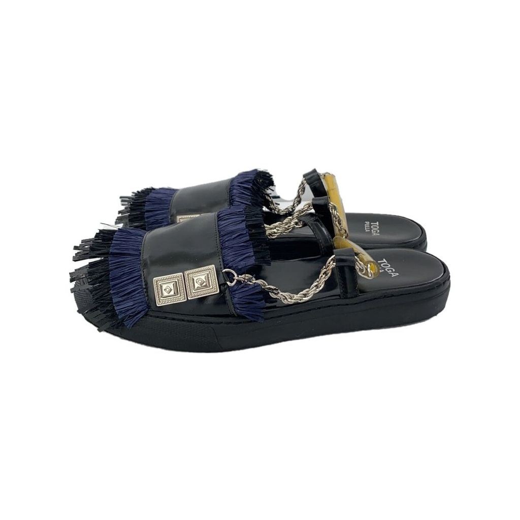 TALK CAR-FIP Sandals 38 BLK TP61-AJ747 Metal chain platform Direct from Japan Secondhand