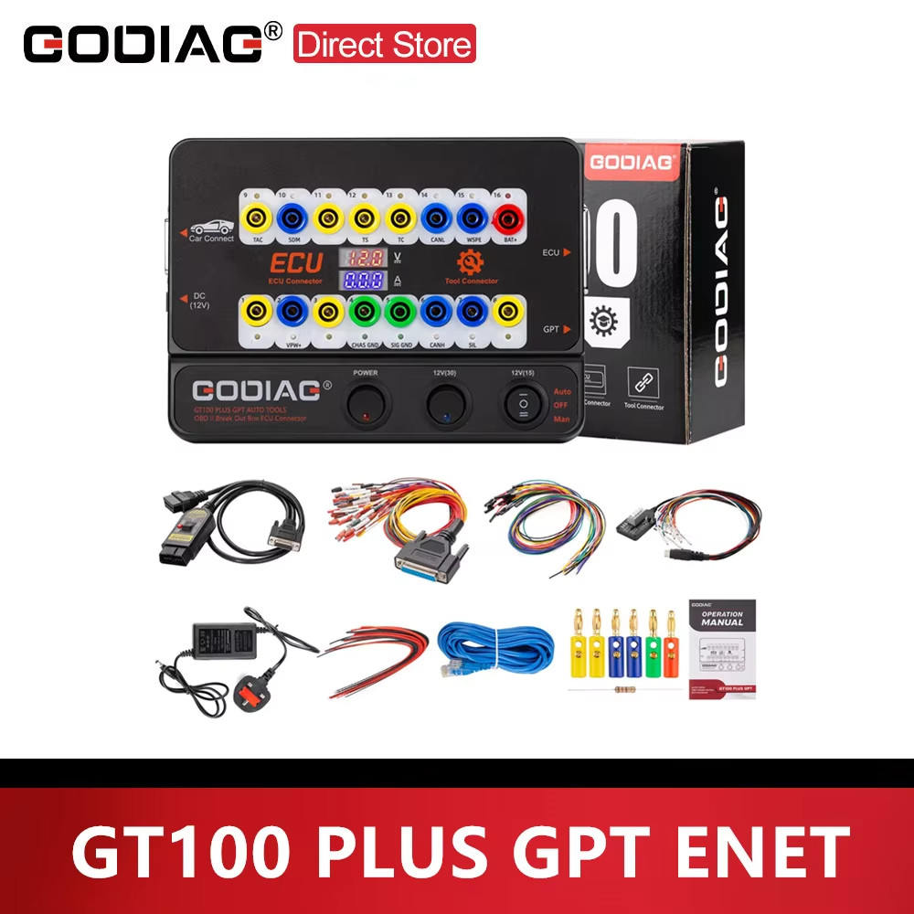 GODIAG GT100 PLUS GPT ENET DOIP 24V-12V เครื่องมืออัตโนมัติ OBD II Break Out กล่องเชื่อมต่อ ECU