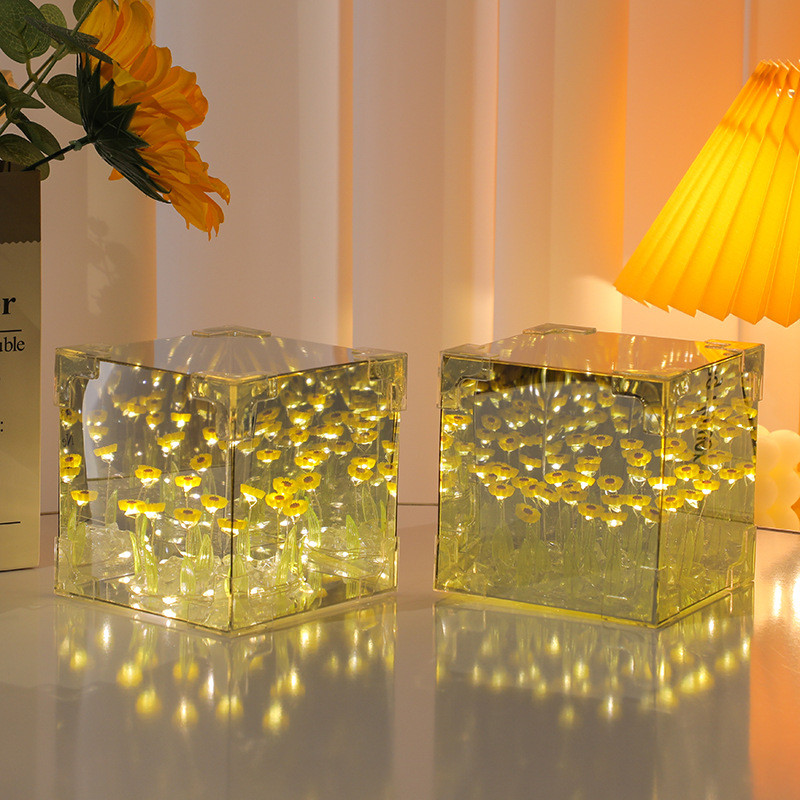 LED ทานตะวัน โคมไฟตกแต่งดอกทิวลิป โคมไฟห้องนอน ทําด้วยมือDIY ของขวัญวันเกิด ไฟวันวาเลนไทน ์วัสดุอะคริลิค รูปที่ 8