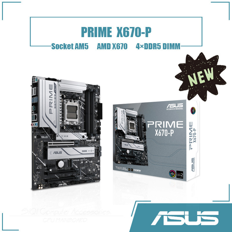 [ใหม่] ASUS PRIME X670-P เมนบอร์ด 4DDR5 DIMM AMD X670 ซ็อกเก็ต AM5 เดสก์ท็อปเมนบอร์ด