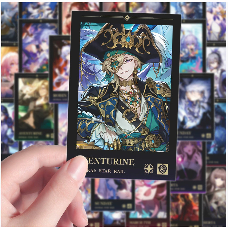 [กันน้ํา] สติ๊กเกอร์ HSR รางดาว Honkai พื้นหลังสีดํา 48 ชิ้น