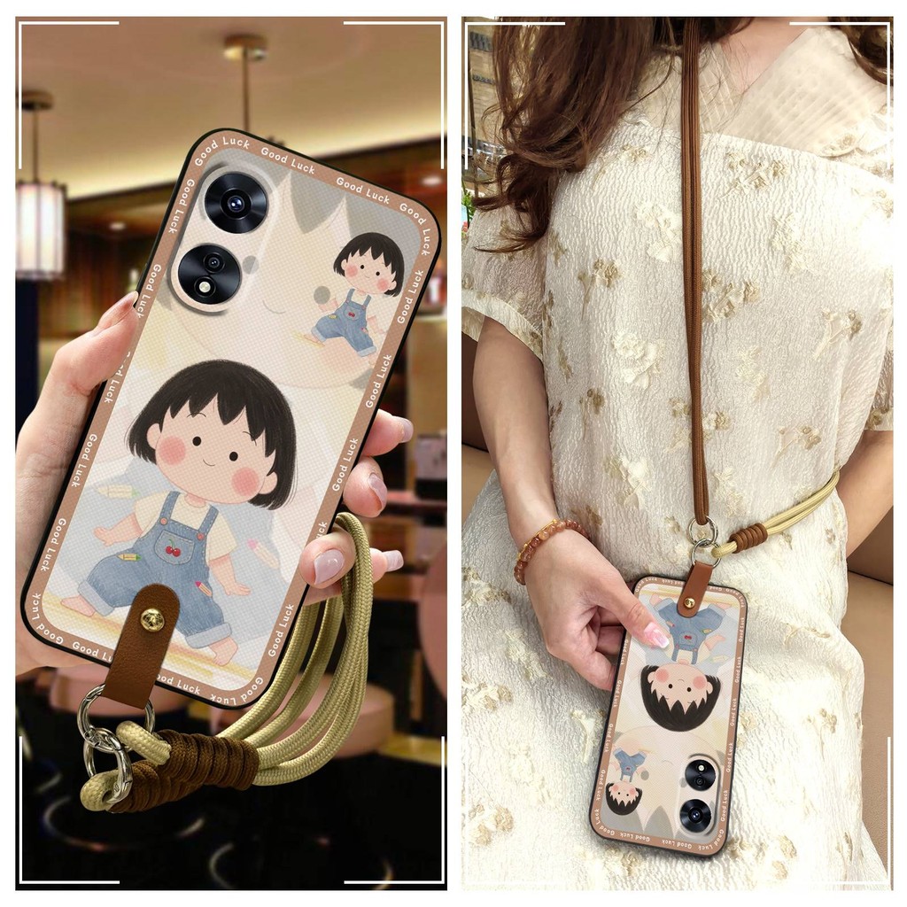 ซิลิโคนป้องกันฝุ่นเคสโทรศัพท์สําหรับ OPPO A97 5G Dirt-proof TPU กันน้ําแฟชั่นออกแบบสร้อยคอการ์ตูนแนว