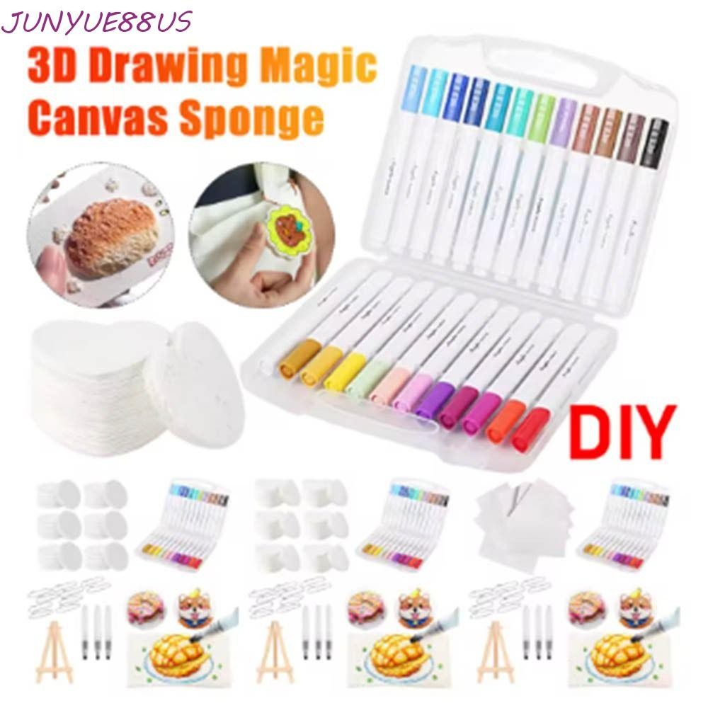 JUNYUE88US DIY Magic Puffy Paint,เปล่าภาพวาดกระดาษฟองน้ํา 3DวาดMagicผ้าใบ,หัตถกรรมโฟมเนื้อขาตั้ง 3D 