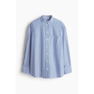 H&M(เอชแอนด์เอ็ม) เสื้อเชิ้ตผ้าคอตตอนป็อปลินแบบโอเวอร์ไซส์ ผู้หญิง 1290269_1