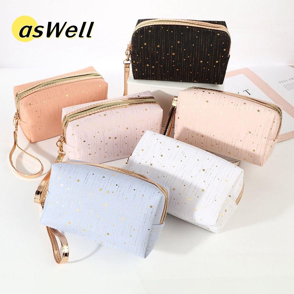 ASWELL Star กระเป๋าเครื่องสําอางกระเป๋าเครื่องสําอางความจุขนาดใหญ่โพลีเอสเตอร์น้ําหนักเบามีซิปกระเป๋