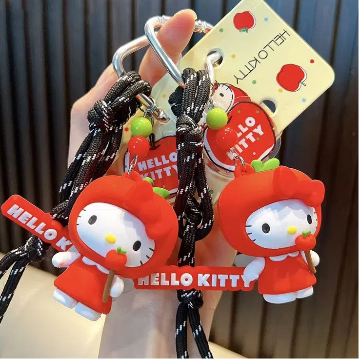 ของแท้ Sanrio Hello Kitty Apple Series สร้อยข้อมือหัวเข็มขัด/การ์ตูนอะนิเมะตุ๊กตาจี้ของขวัญขนาดเล็ก