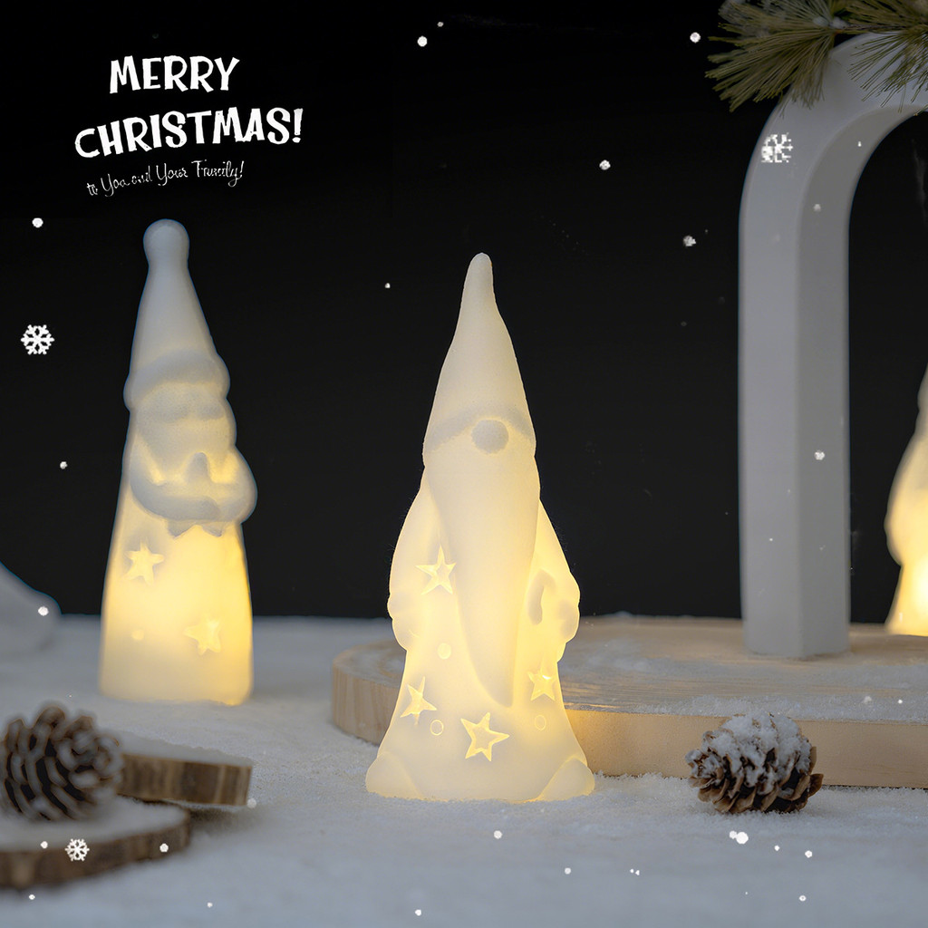 คริสต์มาสซานตาโต๊ะมินิส่องสว่าง ตกแต่งไฟน่ารักสำหรับบ้านและโต๊ะ - รูปที่ 2
