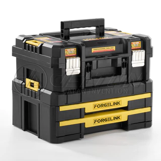 DELTON กล่องเครื่องมือช่าง Combo Kit พร้อมลิ้นชัก 2 ชั้น FORGELINK รุ่น FLX-1559-1322 กันกระแทก วางซ้อนล็อคต่อกันได้