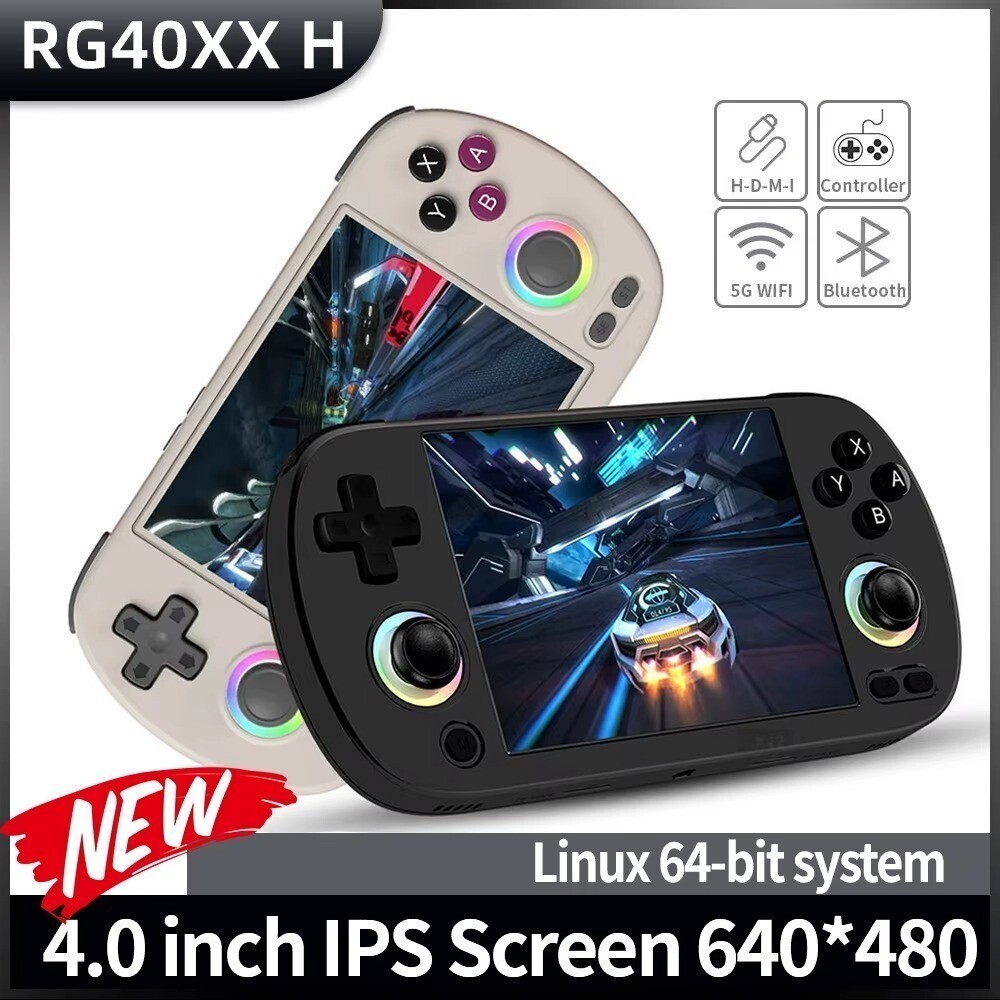 ANBERNIC RG40XXH คอนโซลเกมแบบพกพาย้อนยุค 4.0 นิ้ว WIFI การเชื่อมต่อ HDMI ทีวีของขวัญเกม