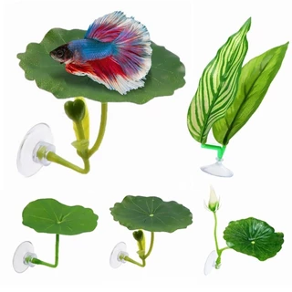 PEARLTH Fish Spaw ไม้ประดับ,ถ้วยดูดจําลองใบบัว/ใบประดิษฐ์ Betta Fish Rest Leaf,Rest/ซ่อน/วางปลาพลาสติก REST Terrace