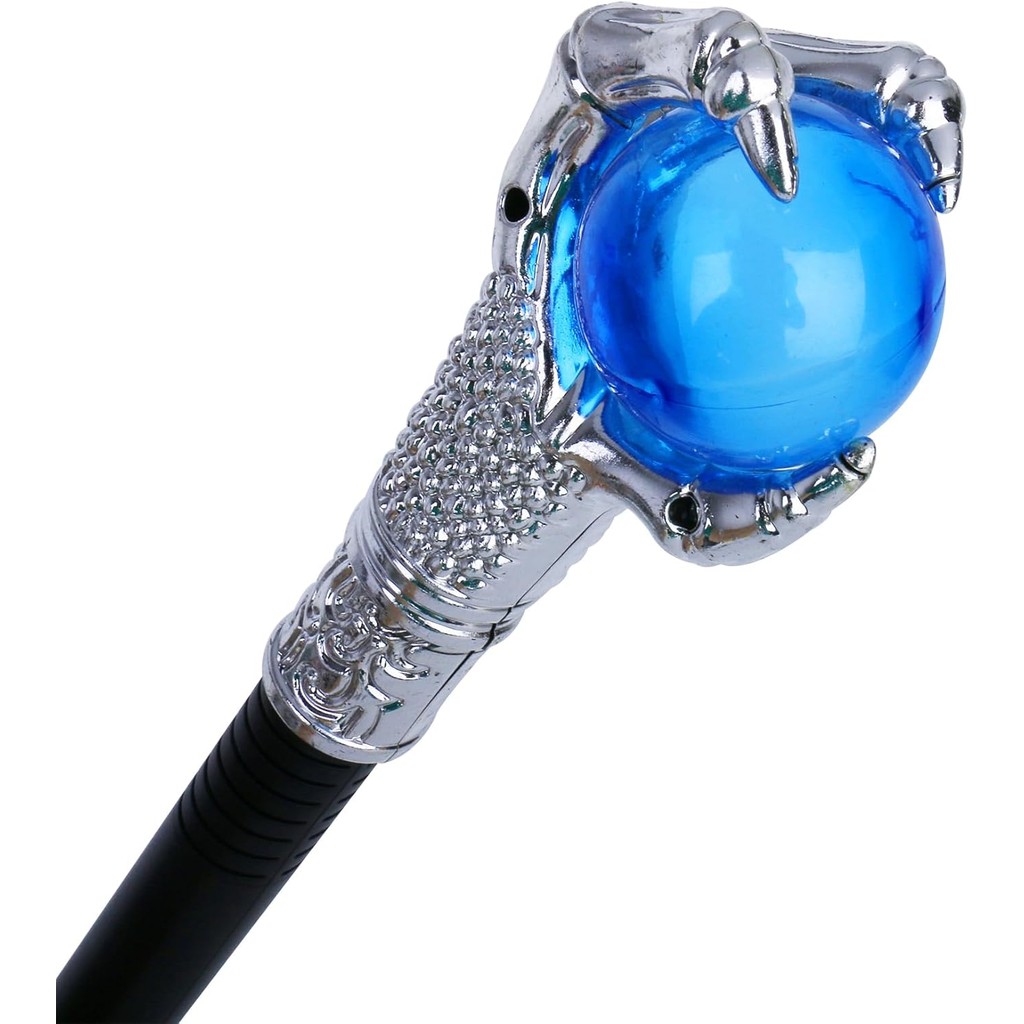 เครื่องแต่งกายฮาโลวีนไม้เท้าไฟสีฟ้ามังกรกรงเล็บ Orb Wands ไม้เท้าพนักงาน Photo Prop อุปกรณ์เสริมตกแต