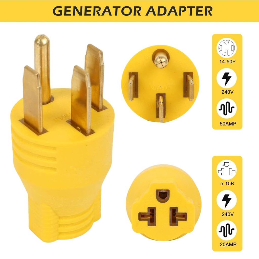 NEMA 14-50P ถึง 5-15R 5-20R 6-15R 6-20R Compact 240V 50 Amp 3 Dap ชายปลั๊ก 240V 15 Amp 20 Amp 3 PRON