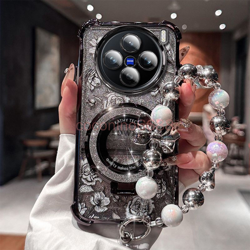 Vivo Y500 Y300 Pro เคสโทรศัพท์ y500 y300 Sony Love วงเล็บแม่เหล็กพร้อมสร้อยข้อมือถุงลมนิรภัยเคสป้องก