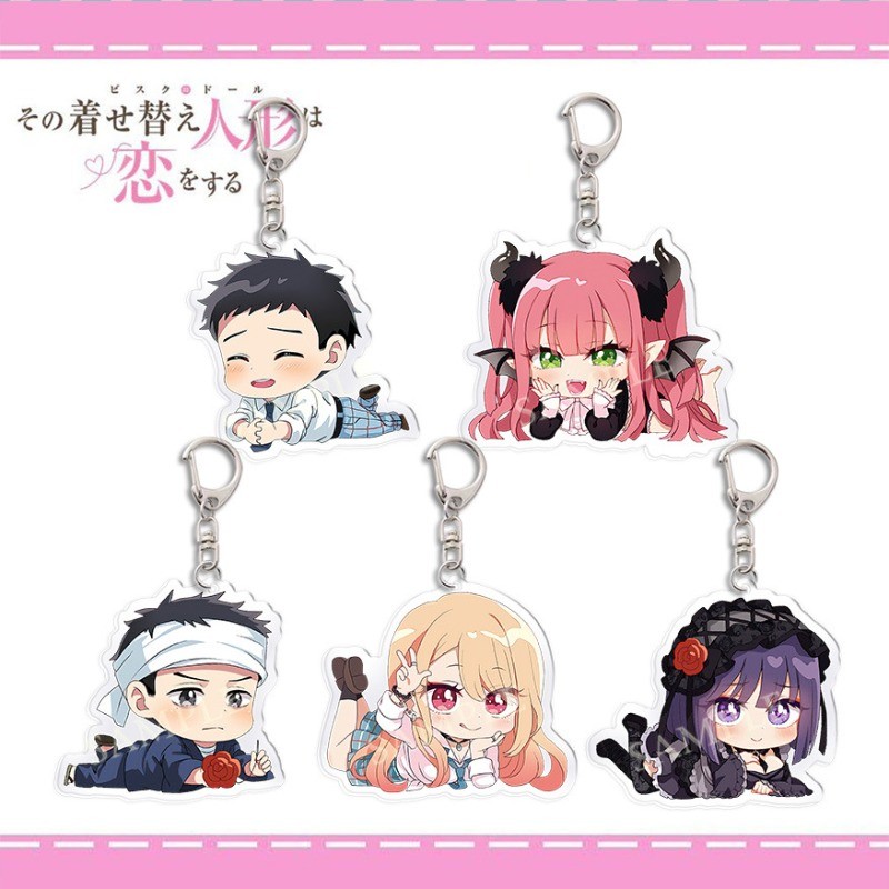 อะนิเมะรูป My Dress-Up Darling Key Ring อะคริลิคโปร่งใสพวงกุญแจ Gojo Wakana Kitagawa Marin Inui Saju