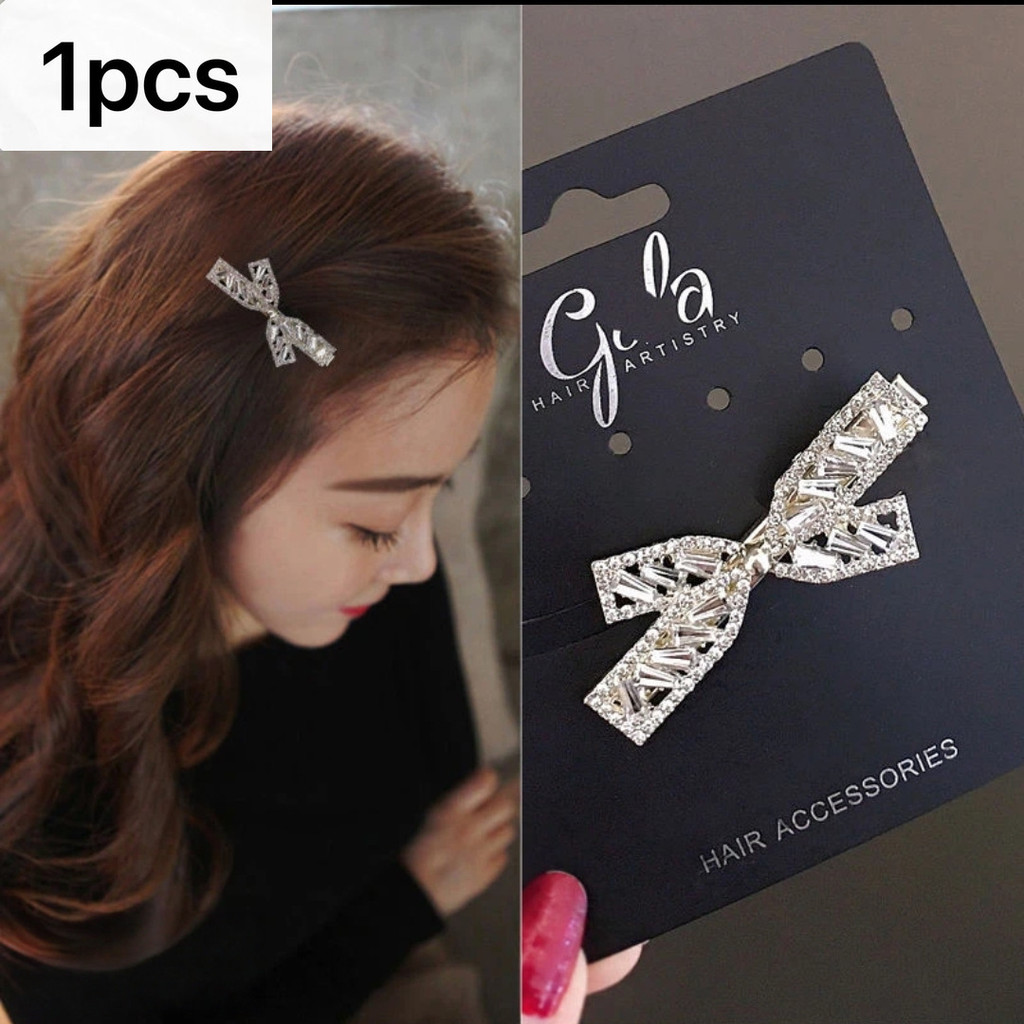 Bow Duckbill Clip แฟชั่นคลิปผมทรงคริสตัล เสริมความหรูหราให้เส้นผม