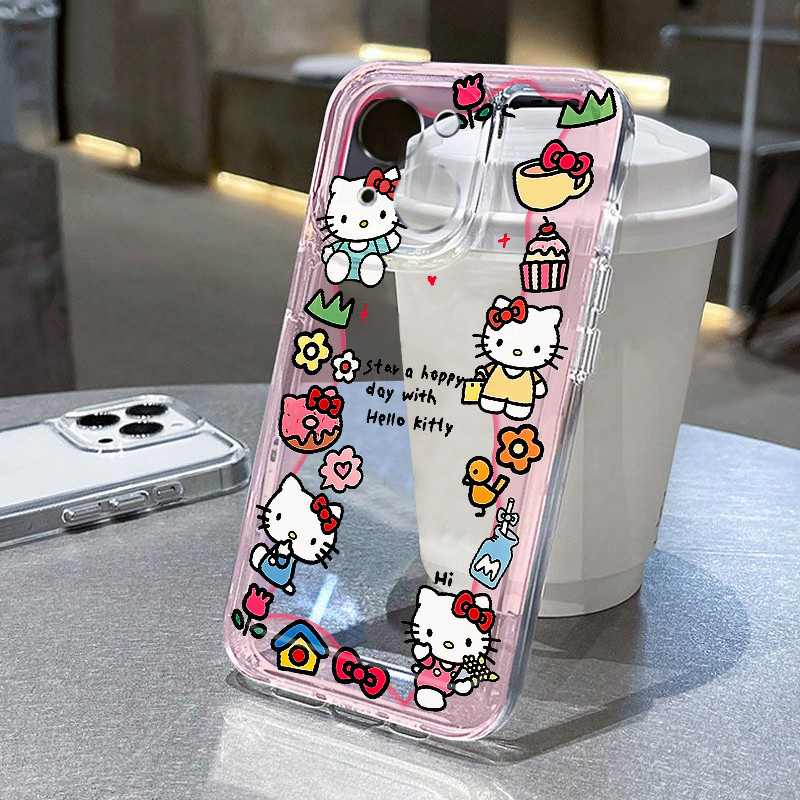 รอบขนม Kitty เหมาะสําหรับ Apple 16promax เคสโทรศัพท์ iPhone14 การ์ตูน Huawei mate70 Glory 300 โปร่งใ