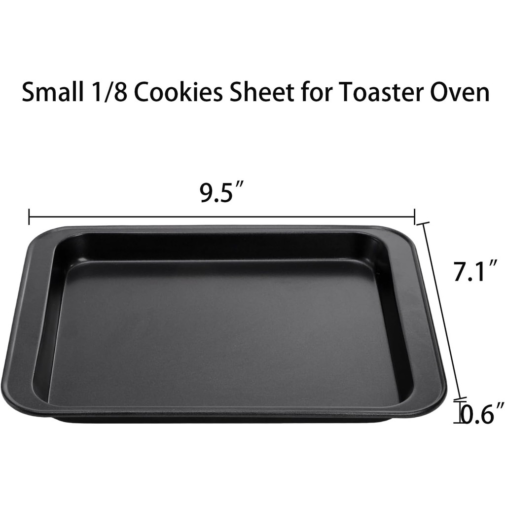 Jucoan 4 แพ็คแผ่นอบขนาดเล็กแผ่นคุกกี้สําหรับเตาอบ Toster, 9.5 x 7.1 นิ้ว Mini ถาดคุกกี้, Nonstick เห