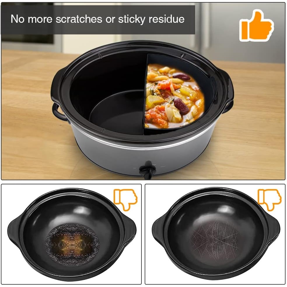 ChefAid Slow Cooker Divider Liners พร้อมที่จับ,ซิลิโคน 100% Reusable Slow Cookers ใช้งานร่วมกับ 6-8 