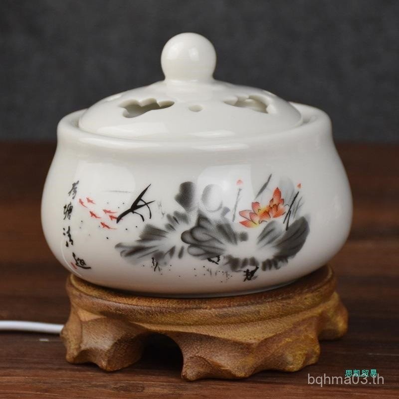 X XMZZ456 Timing ปรับอุณหภูมิเตาไม้จันทน์อิเล็กทรอนิกส์เตาน้ํามันหอมระเหยเซรามิคไม้กฤษณา Burner น้ํา