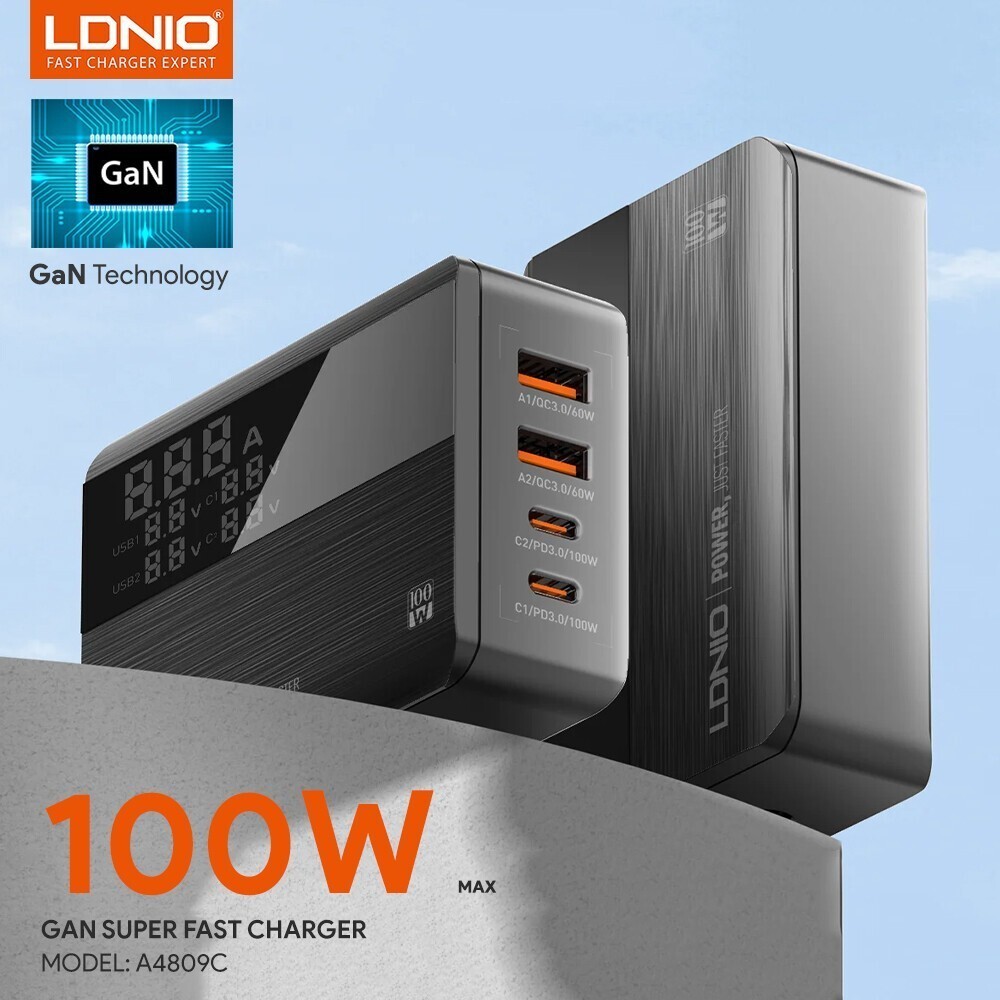 LDNIO 140W Gan Desktop Charger A4809C GaN PD เอาต์พุต 140W QC USB 30W Super Fast Charge A4809Q A4809