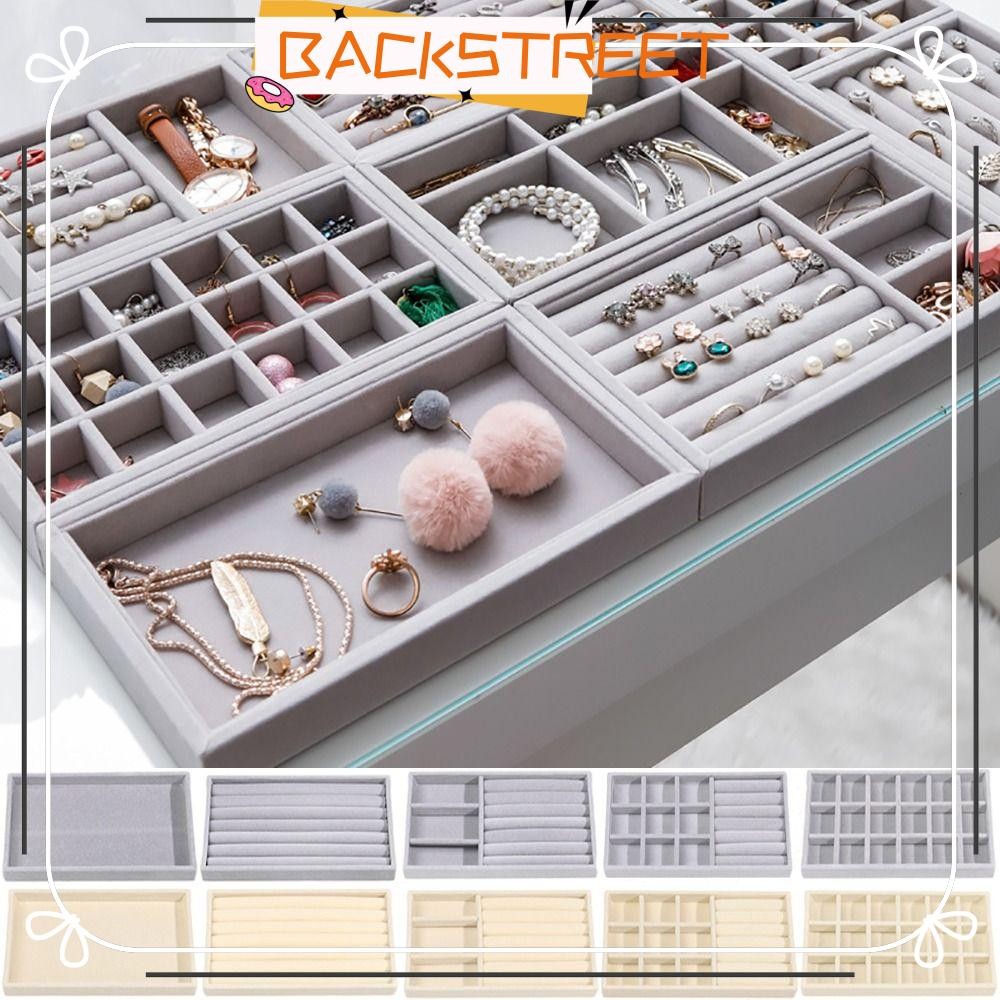 BACKSTAGE สร้อยคอถาดแสดง,กํามะหยี่Stackableกํามะหยี่กล่องเก็บเครื่องประดับ,กล่องลิ้นชักOrganizerถาดแหวนสร้อยข้อมือสร้อยคอ