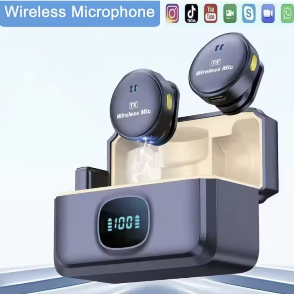 BONINE ไร้สายปุ่มแม่เหล็กคอไมโครโฟน 164ft Range Lapel Mic 40H แบตเตอรี่ Lavalier Mic พร้อมเคสชาร์จสํ