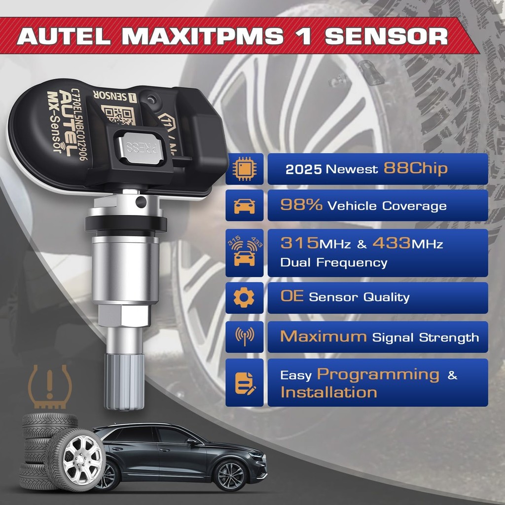 Autel TPMS MX Sensor 315Mhz/ 433Mhz 2in1 เซ็นเซอร์ยาง, OE ระดับ Press-Release Universal เซ็นเซอร์ TP