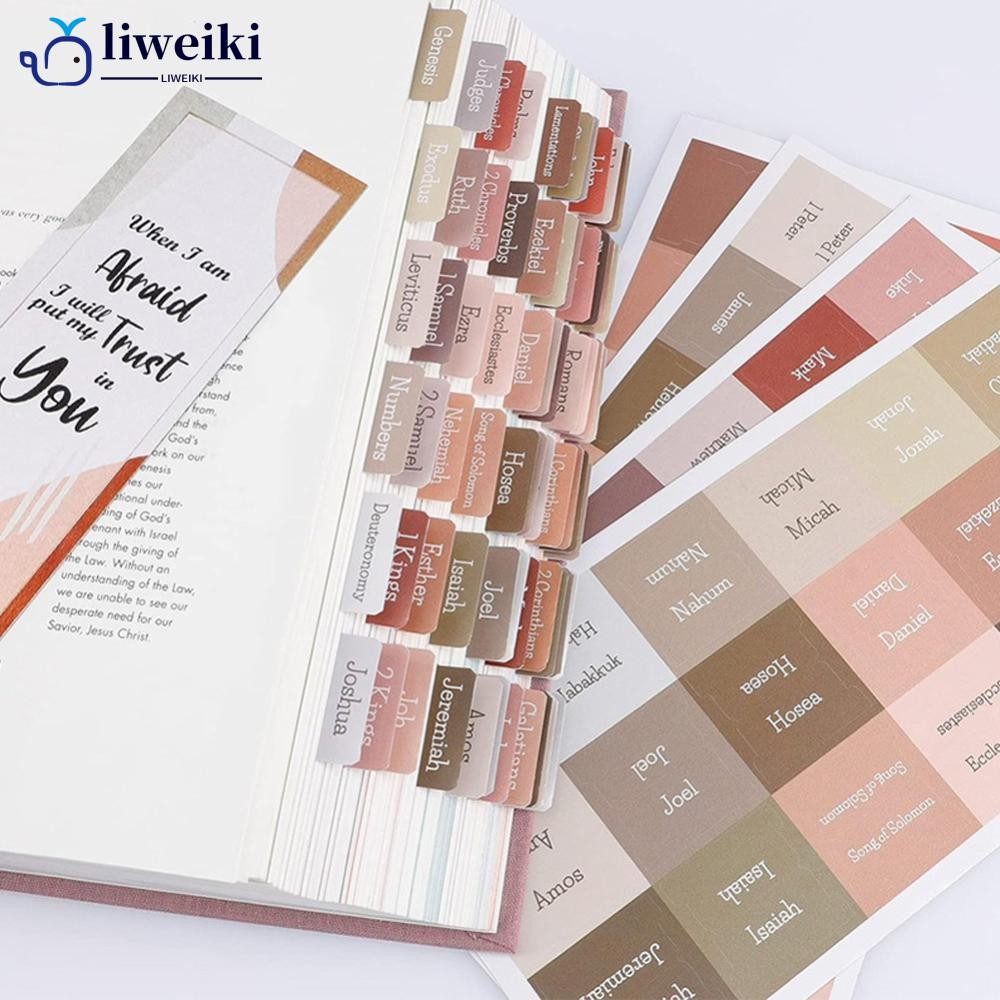 LIWEKI 5/6 แผ่น Bible Index Label สติกเกอร์ Self-กาวแท็บกระดาษ Bible Index Tabs สําหรับศึกษาอ่านบุ๊ค