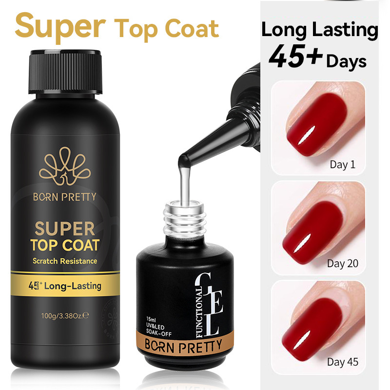 BORN PRETTY 100g Super Top Coat Base Gel No Wipe Top Coat Glossy Long lasting Top Coat Functional Ge