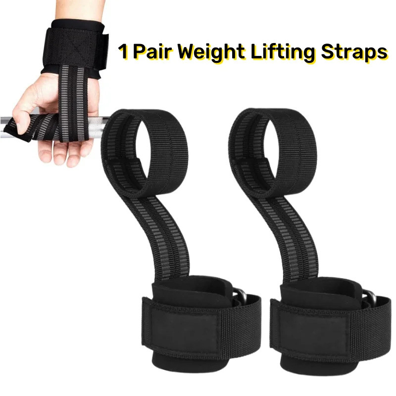 1 Pair Weight Lifting Straps with Padded Wrist Wraps Gym Exercise Deadlift Straps Anti-Slip Weightli