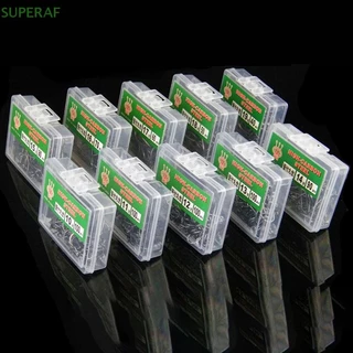 SUPERAF 100 ชิ้นชนิดบรรจุกล่องหลอด Maruse ตะขอเหล็กคาร์บอนสูง Coon และตะขอตกปลาทะเลพร้อมแหวนและ Barbed ลวดร้อน