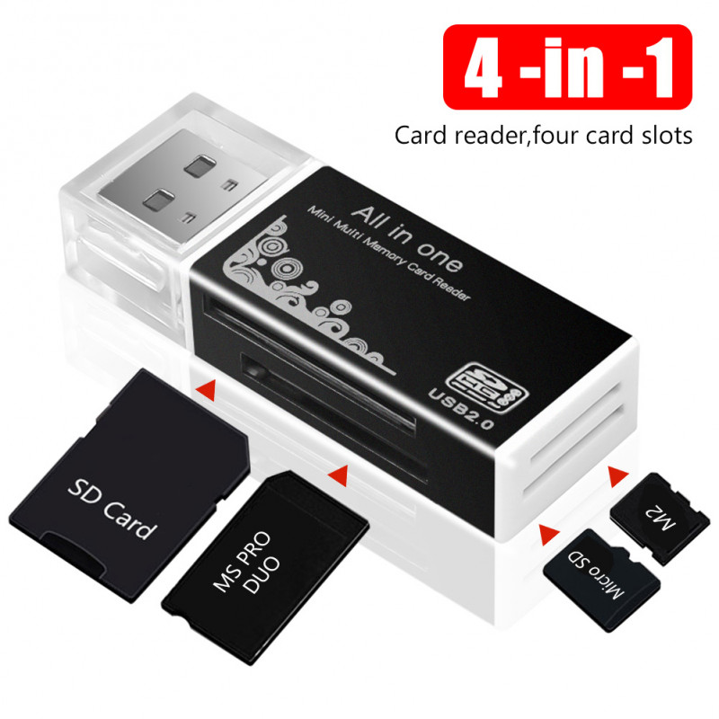 อะแดปเตอร์เครื่องอ่านการ์ด Micro SD 4 in 1 USB 2.0 สําหรับ SDHC MMC T-flash MS DUO