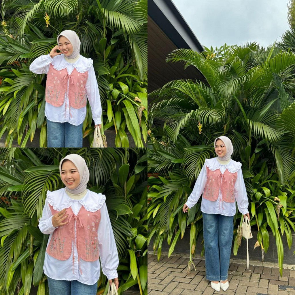 KEMEJA FF - ZFS BLOUSE KIELE LAST LONG-SLEEVED VEST MODEL / HAEUN EMBROIDERED VEST SHIRT / เสื้อเบลา