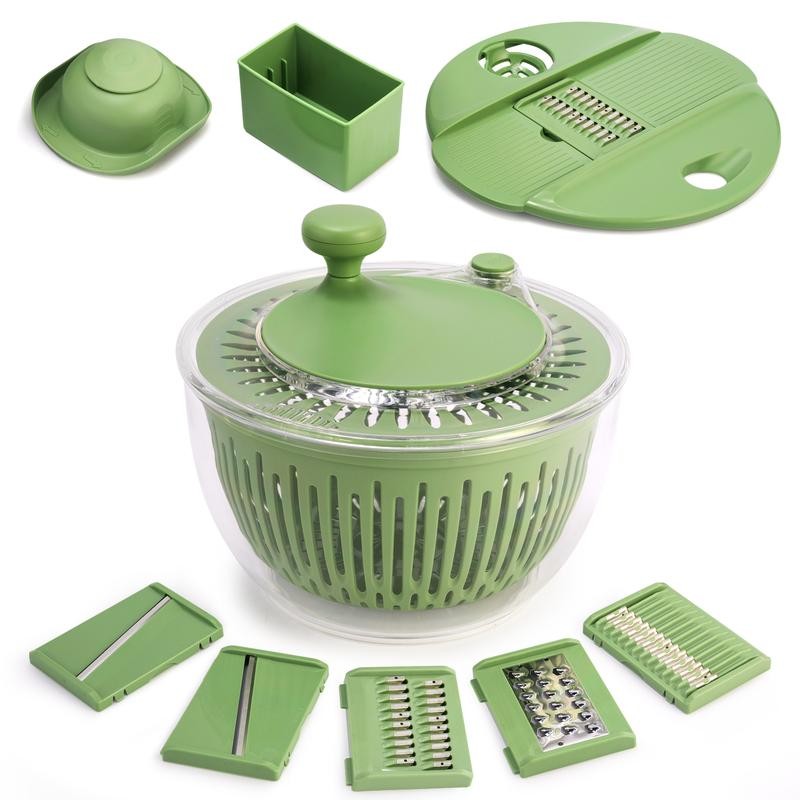 Susteas Salad Spinner + Chopper Combo – รวมกระชอนและไส้พาสต้า – 5-in-1 Kitchen Must-Have (Springtok 