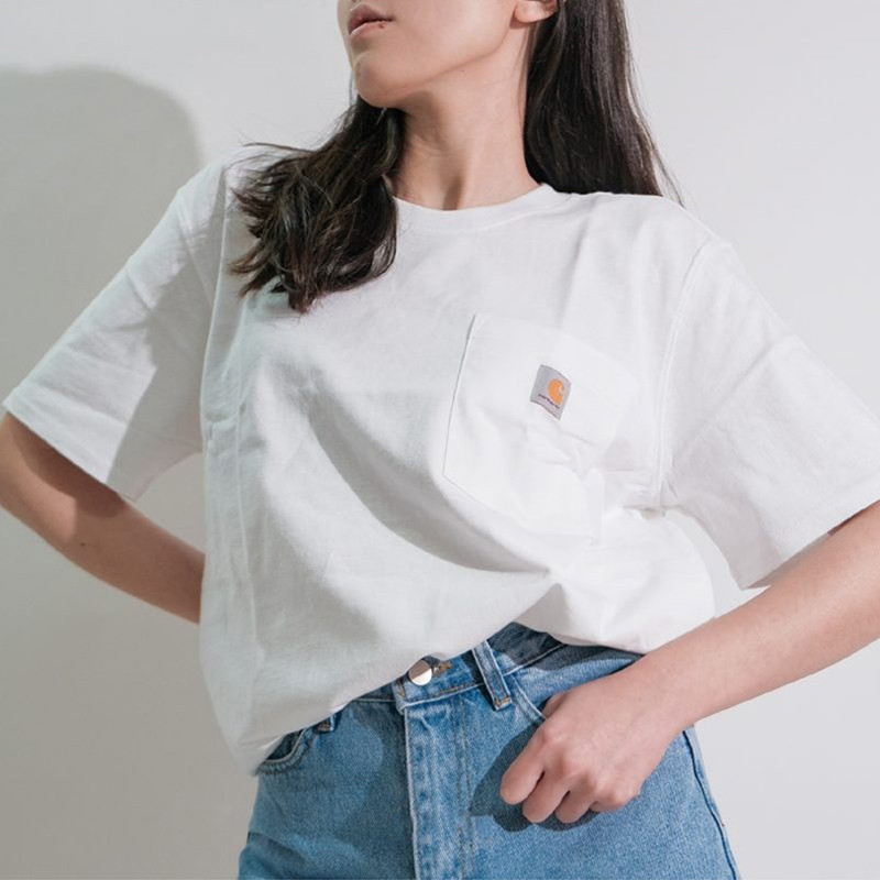 เสื้อยืดแขนสั้น Carhartt K87 รุ่นใหม่อเมริกันสไตล์ สำหรับผู้ชายและผู้หญิง ทำจากผ้าฝ้ายหนัก