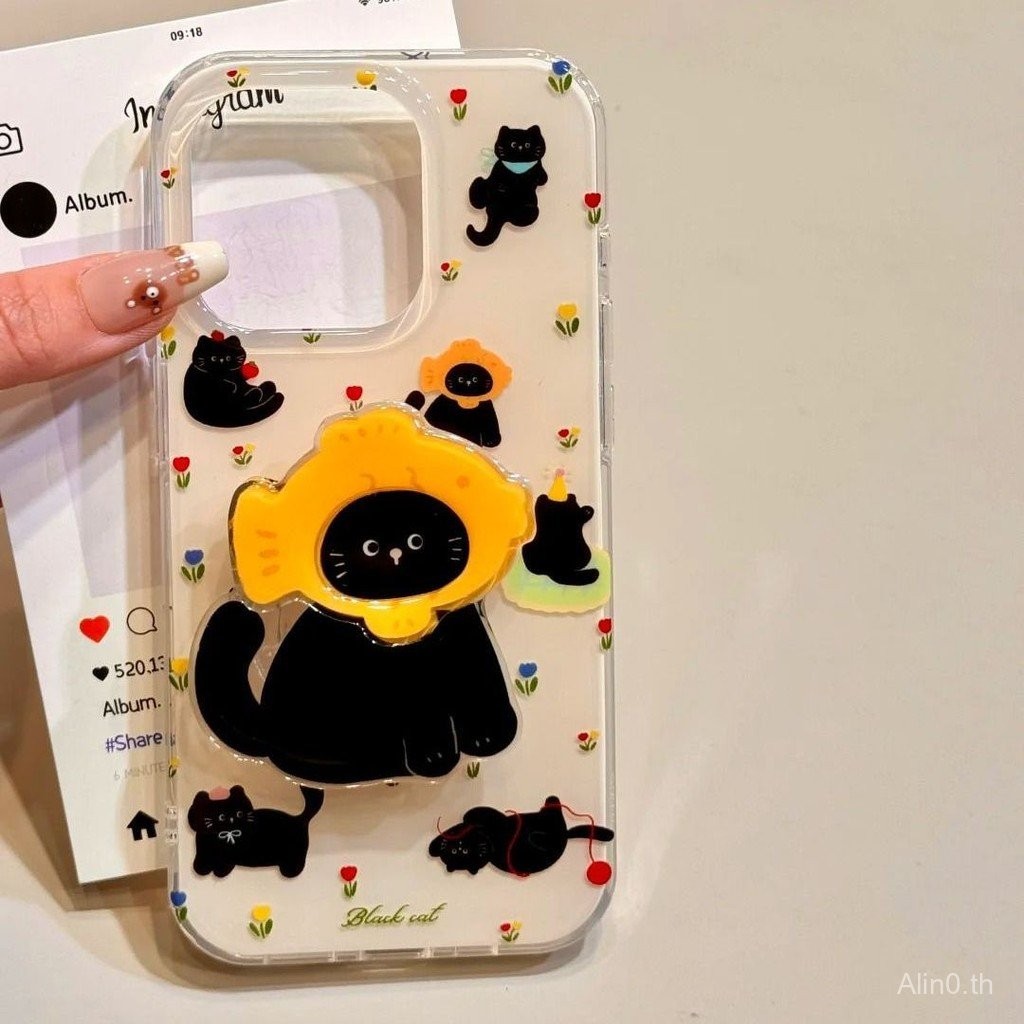 เคสโทรศัพท์ เหมาะสําหรับ iPhone 7 8 X XS XR XSMAX 11 12 13 14 15 16 Pro max Plus Taiyaki แมวดําตัวน้