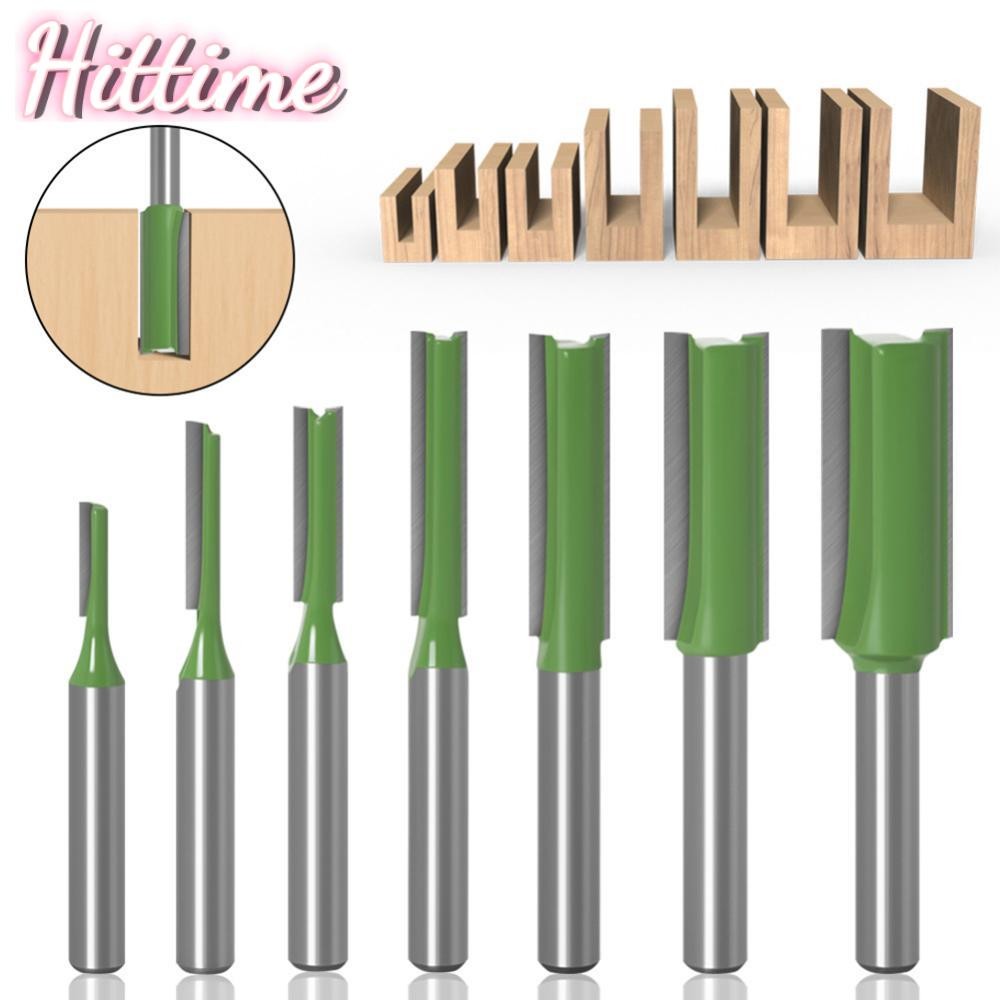 HITTIME 1/7 ชิ้น 6 มิลลิเมตร 1/4 "Shank Flush Trim Router บิตทังสเตนคาร์ไบด์เดี่ยวคู่ขลุ่ย Router Bi